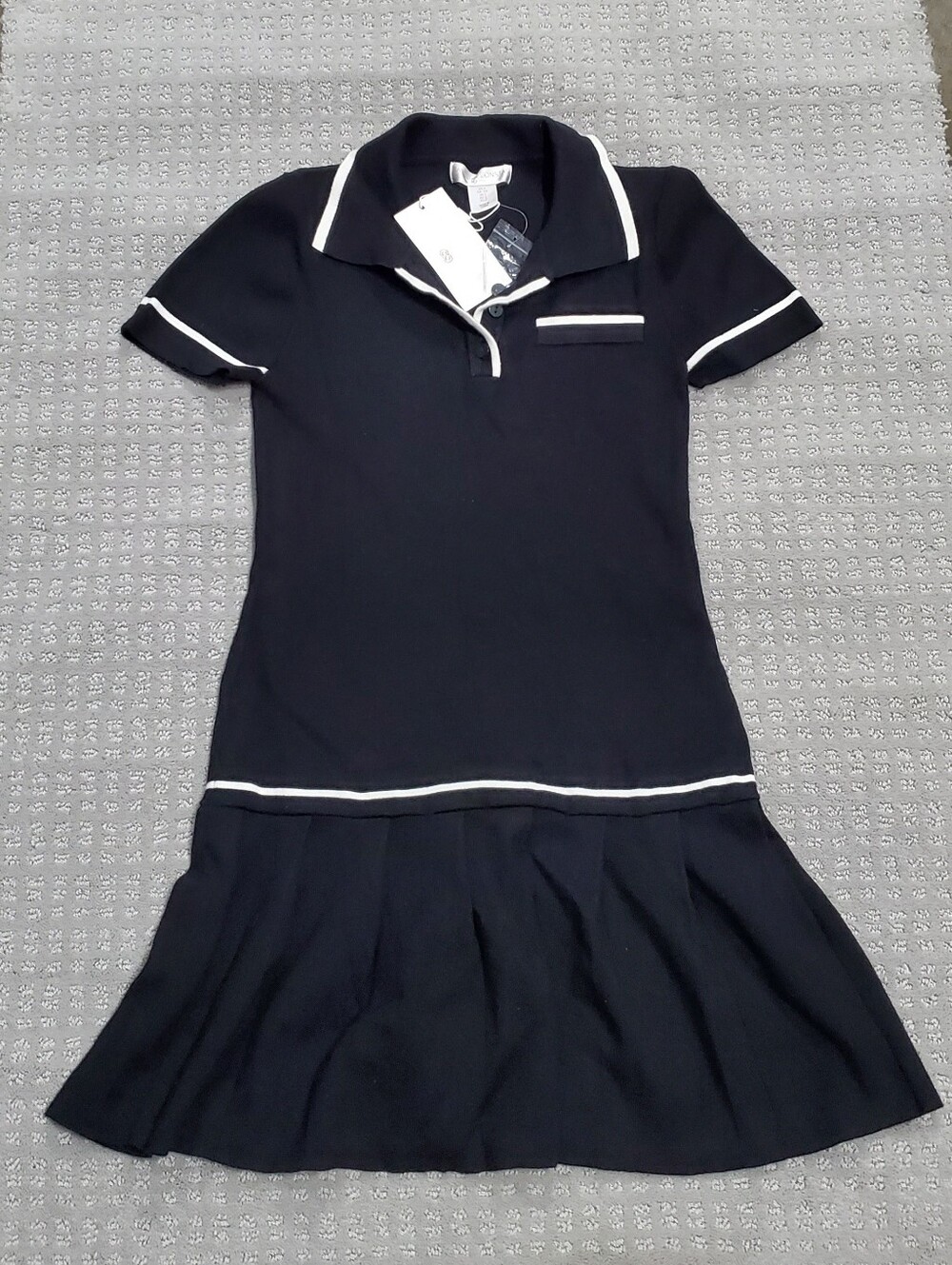 Caroline Constas Black Polo Dress White Trim Collared Short Sleeve Women Small